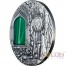 Niue Island SECRETS of PENA PALACE series CRYSTAL ART $2 silver coin Green Crystal 2014 High Relief Antique finish 2 oz